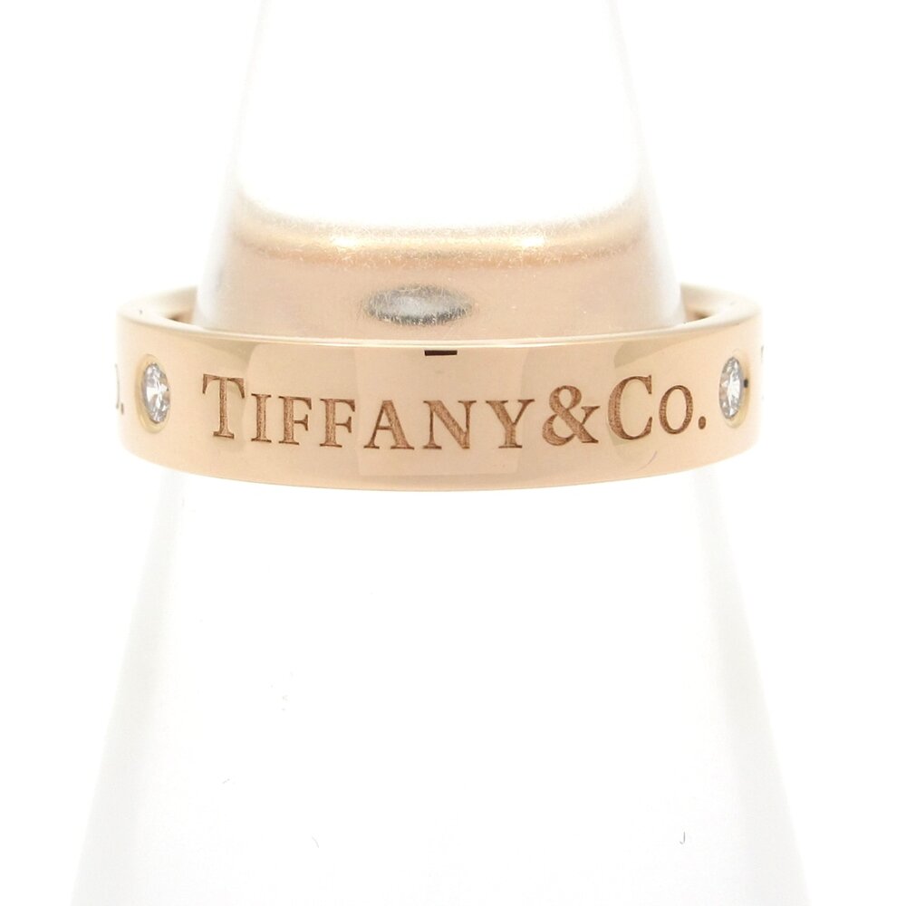 Tiffany & Co. Flat Band Ring Ring 18K Rose Gold Diamond